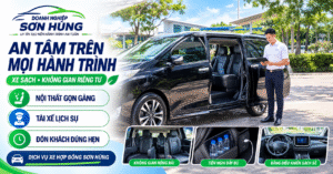 Nội thất xe hợp đồng 7 chỗ sạch sẽ phục vụ tuyến Vũng Tàu Sài Gòn của Doanh Nghiệp Sơn Hùng