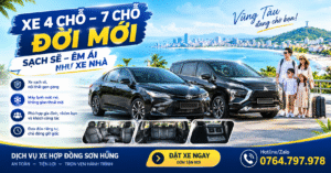 ⁠Xe đi Vũng Tàu 4 chỗ 7 chỗ đời mới sạch sẽ êm ái