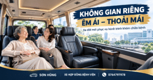 Nội thất xe sạch sẽ rộng rãi phục vụ người bệnh